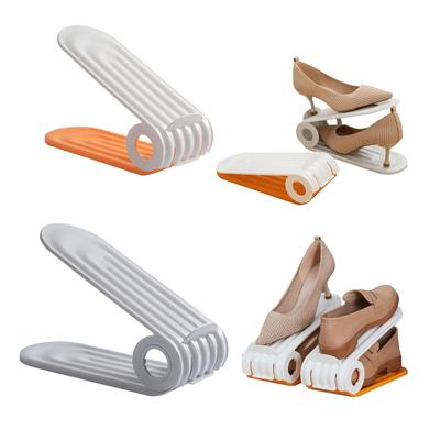 Schuhfächer-Organizer, verstellbarer doppellagiger Schuhstapel, höhenverstellbares Design in vier Positionen, platzsparender Aufbewahrungshalter für Schuhe
