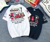Japanese Trendy Brand Lucky Ghost Little Devil Firefighter Print Retro Cartoon Locomotive Short-sleeved T-shirt Men and Women