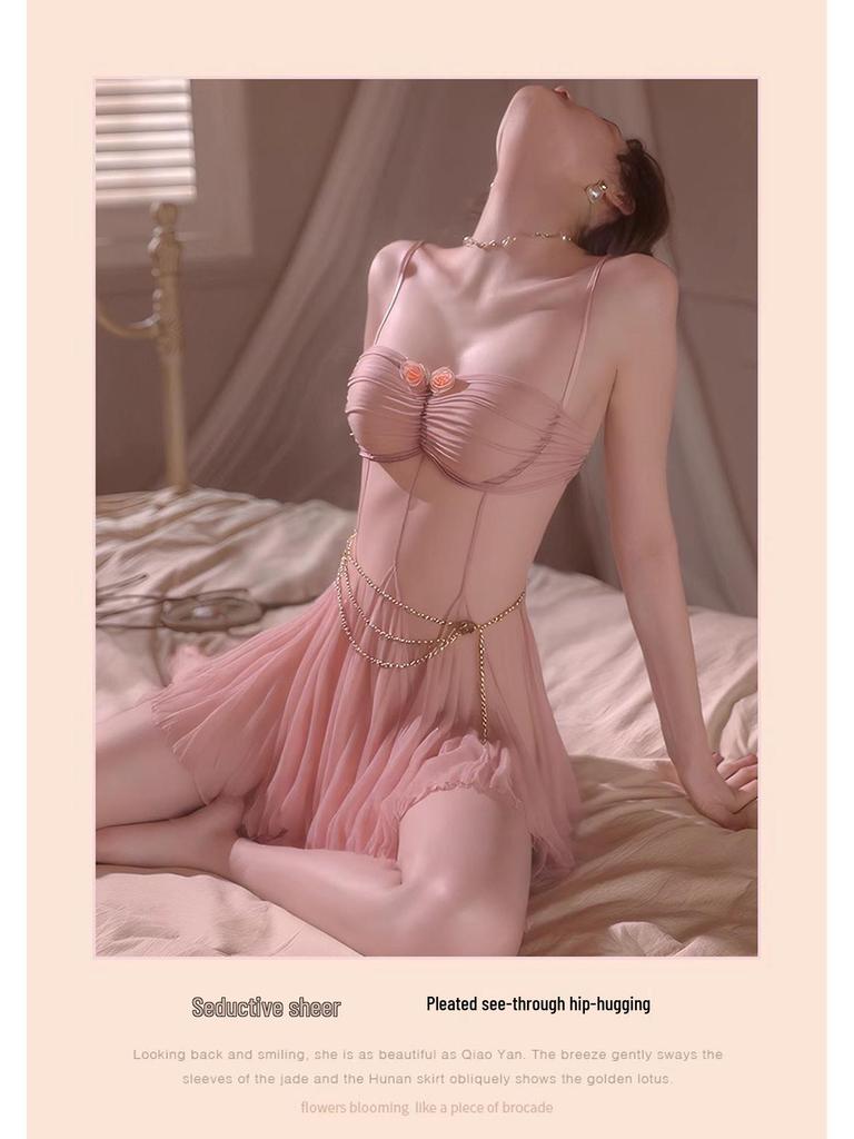 Damen Sexy Bügel Push-up Mesh Camisole Nachthemd