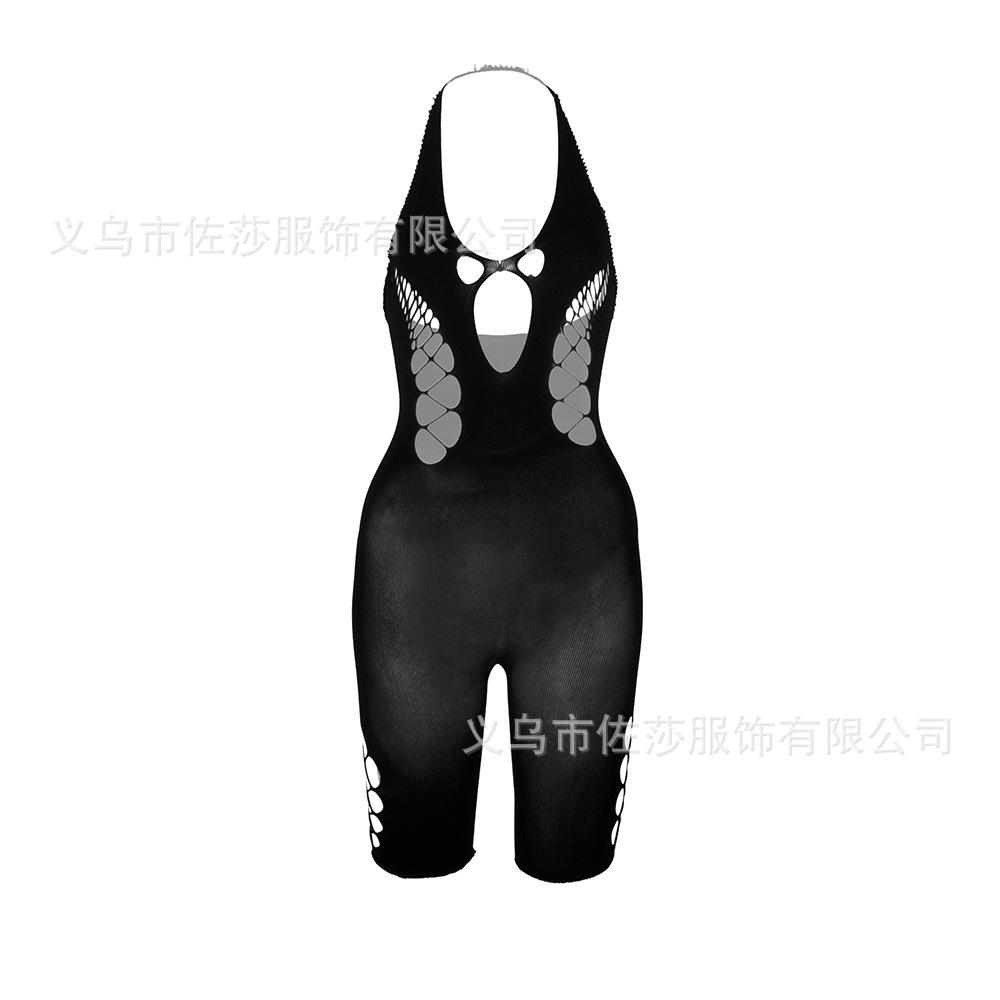 Sexy underwear new women's jacquard sexy one-piece mesh garment suspender socks hollowed out