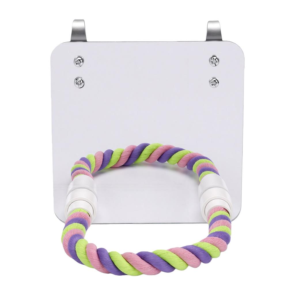 Bird Mirror with Perch Colorful Cotton Bird Rope Perch Parrot Chew Toy for Bird Cage Accessories