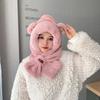 Hat female autumn and winter warm knitted wool snow hat cycling mother fashion ear protection headgear scarf integrated hat