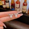 925 silver needle bow pearl stud earrings women's light luxury niche temperament flash diamond earrings ins wind sweet earrings