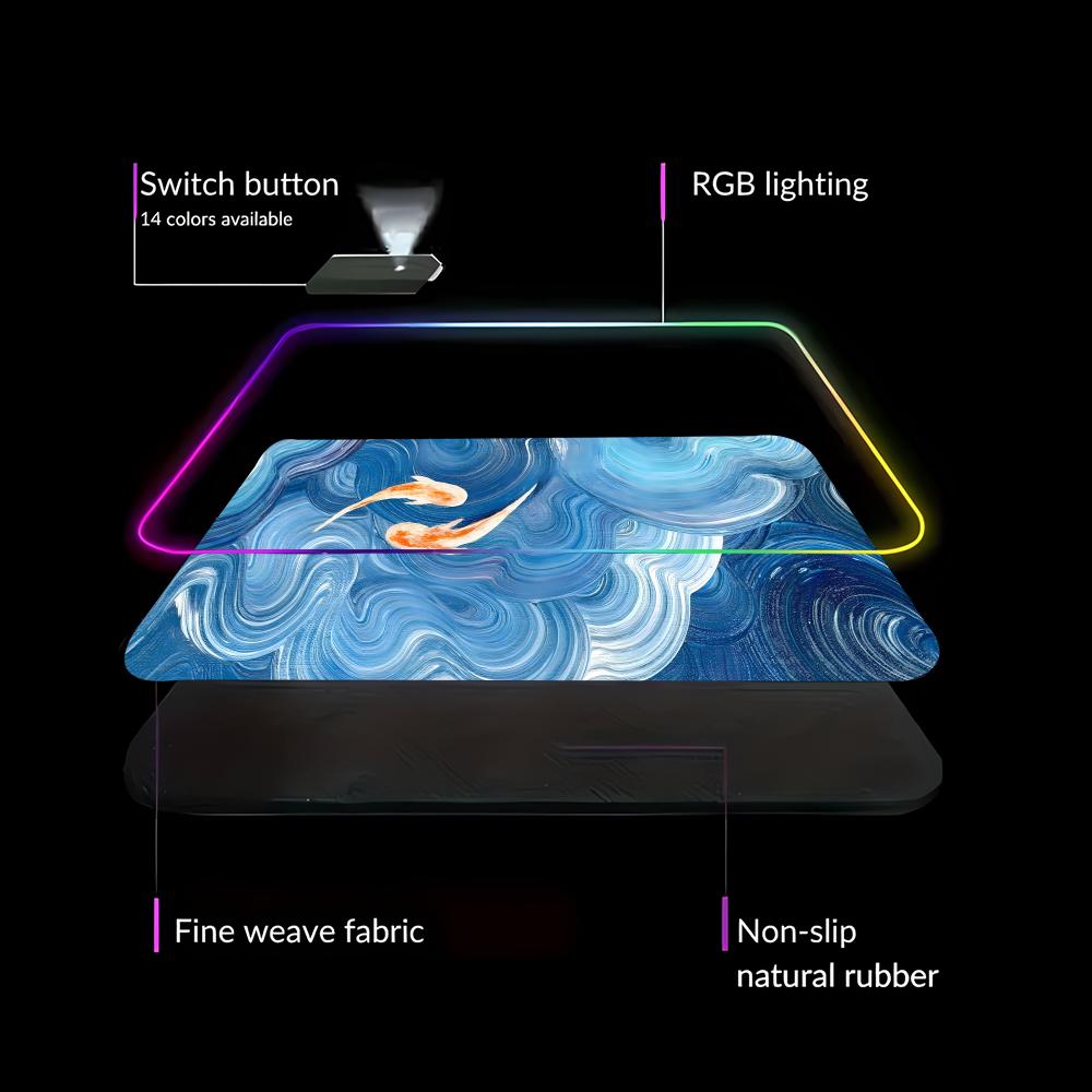 Lucky Koifish Large Mouse Pad RGB Gaming Mouse Pad HD Gamer Large LED Light XXL MousePads PC Computer pad Non-slip