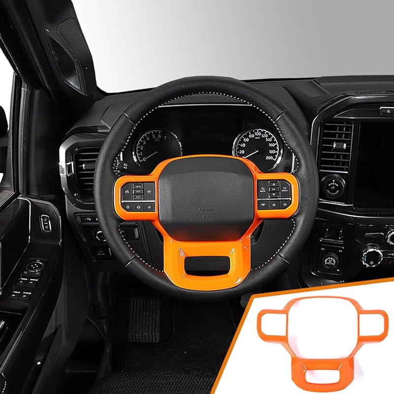 GZXinWei Chrome Interior Upgrade Accessories for Ford F150 Raptor 2021 2022 2023 Steering Wheel Frame Trim Cover Panel Protector Sticker Decortion