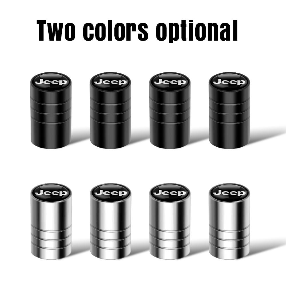 RKM3 Aluminum 4Pcs Car Wheel Tire Valve Air Stem Cap Covers Accessories For Jeep Wrangler Renegade Compass Gladiator Cherokee JL Patr