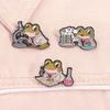 Cartoon Frogs Chemist Brooch with Microscope Test Tube for Laboratory Enthusiasts