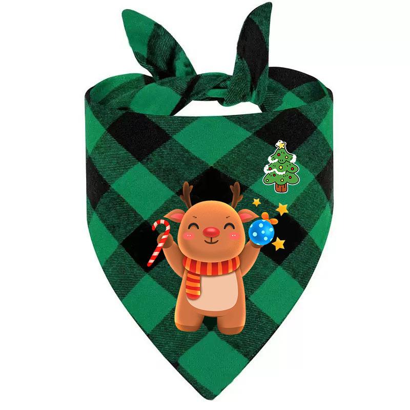 Customizable Plaid Christmas Pet Scarf - Personalized Triangle Bib for Dogs and Cats