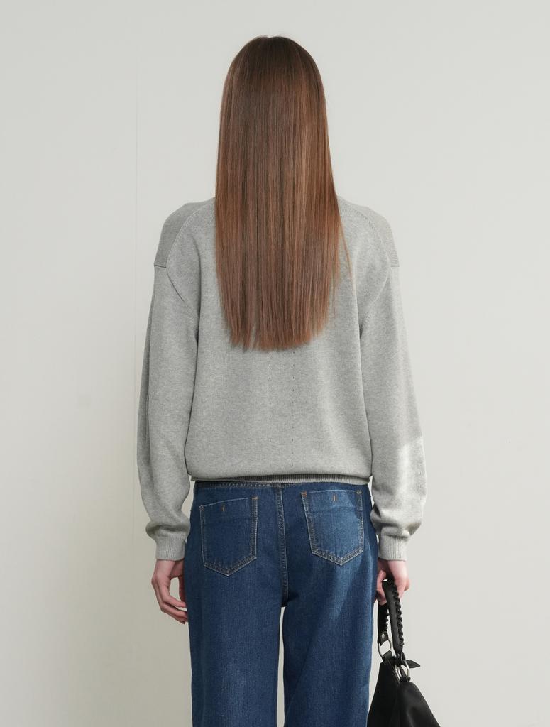 GENERALIDEA Cotton Layered V-Neck Knit Pullover [Light Grey] / Gf1Lkp506