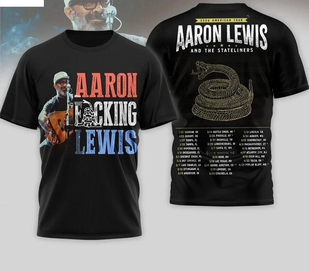 Aaron Lewis 2026 American Tour Shirt Country Music Concert Fan 3D T-Shirt TH222 XXL