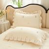 Thickened Milk Fleece Four-Piece High Gram Weight Embroidered Quilting Bed Cover Kit Lace Single Quilt Cover