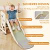 3 in 1 Kids Slide with Climber, Basketball Hoop and Ball, Foldable Indoor Toddler Slide for Ages 2-5, Cream White