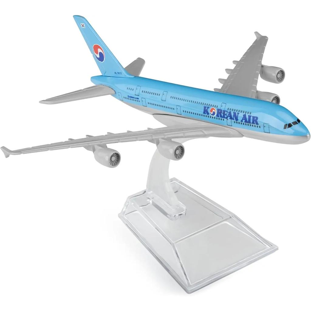 1/400 Scale Die-cast 16cm Metal Airplane Toys A380 Korean Airlines A380 Aircraft Model Simulation Alloy Plane Model Building Kit