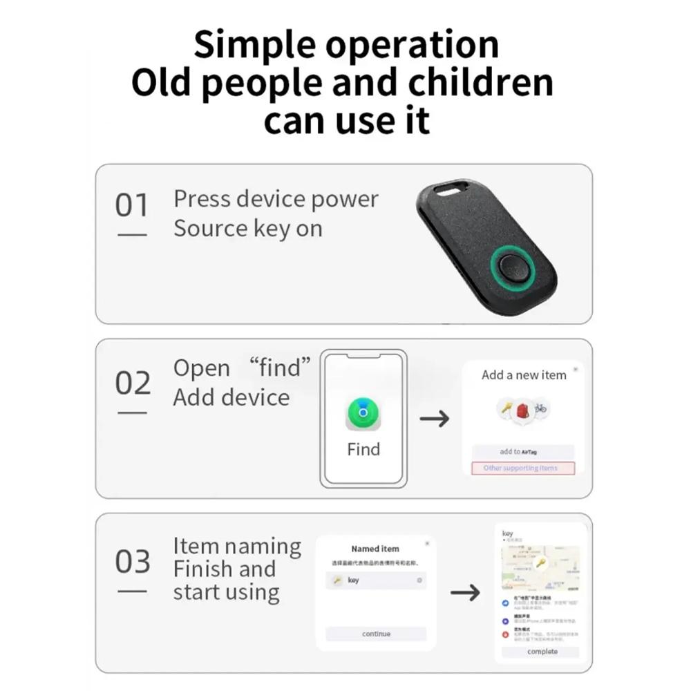 Rastreador GPS Bluetooth Inteligente Mini Localizador Certificado MFI para Aplicativo Apple Find My, Lembrete Anti-Perda Localizador de Posição Global para Chaves Carteira Animais de Estimação Crianças Carro