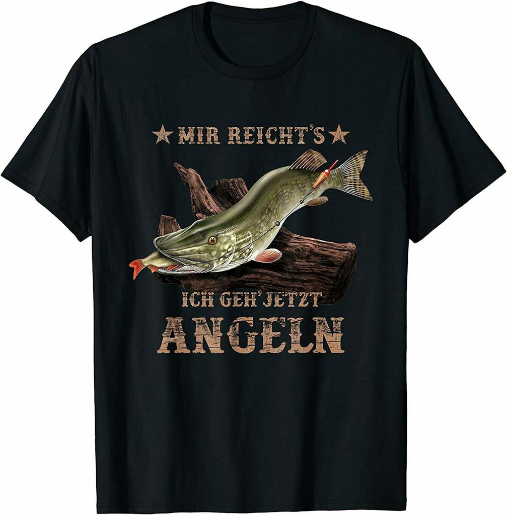 Neu Cooler Hecht Angler Spruch- Mir Reichts Ich Geh Jetzt Angeln Men O-Neck Short Sleeve TShirt New Size S-3XL