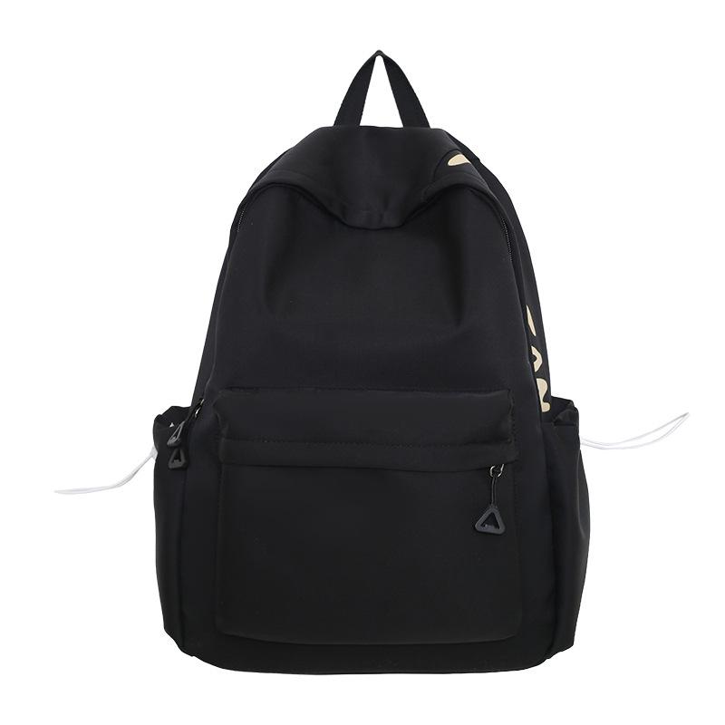 Summer New Solid Color Casual Letter Student Backpack Street Fashion Outdoor Double Shoulder Backpack Large and Small Sizes