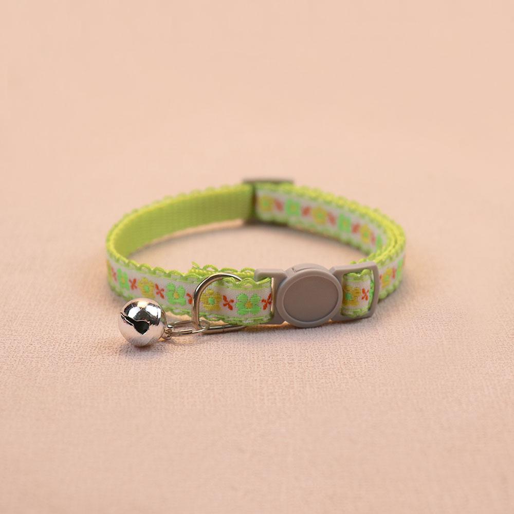 Floral Pet Collar with Safety Buckle & Bell for Dogs & Cats