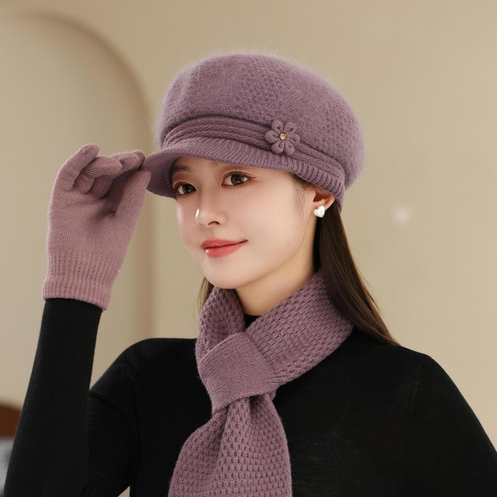 New Rabbit Fur Hat Women's Knitted Wool Hat In The Elderly Warm Fleece Hat Cold Hat