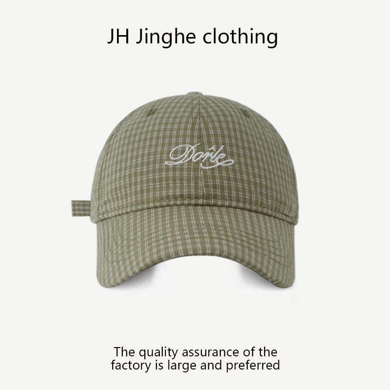 Spring/Summer Baseball Cap - Plaid, Embroidered Letters, Korean Retro Style, Casual Outdoor Sunshade Hat
