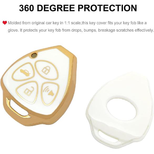 Key Fob Cover Fit for Toyota Camry Rav4 2005-2010 Scion TC 2007-2013 Yaris Avalon 2008-2013 Corolla Venza (White)