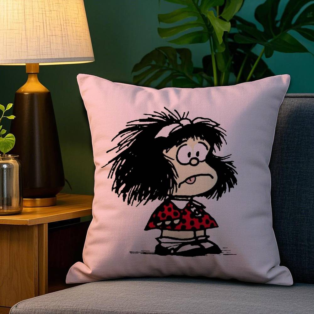 Cartoon M-Mafalda Cute Pillow Case Home Double-Sided Printing Short Plush Colorfast Microfiber Cushion Cover