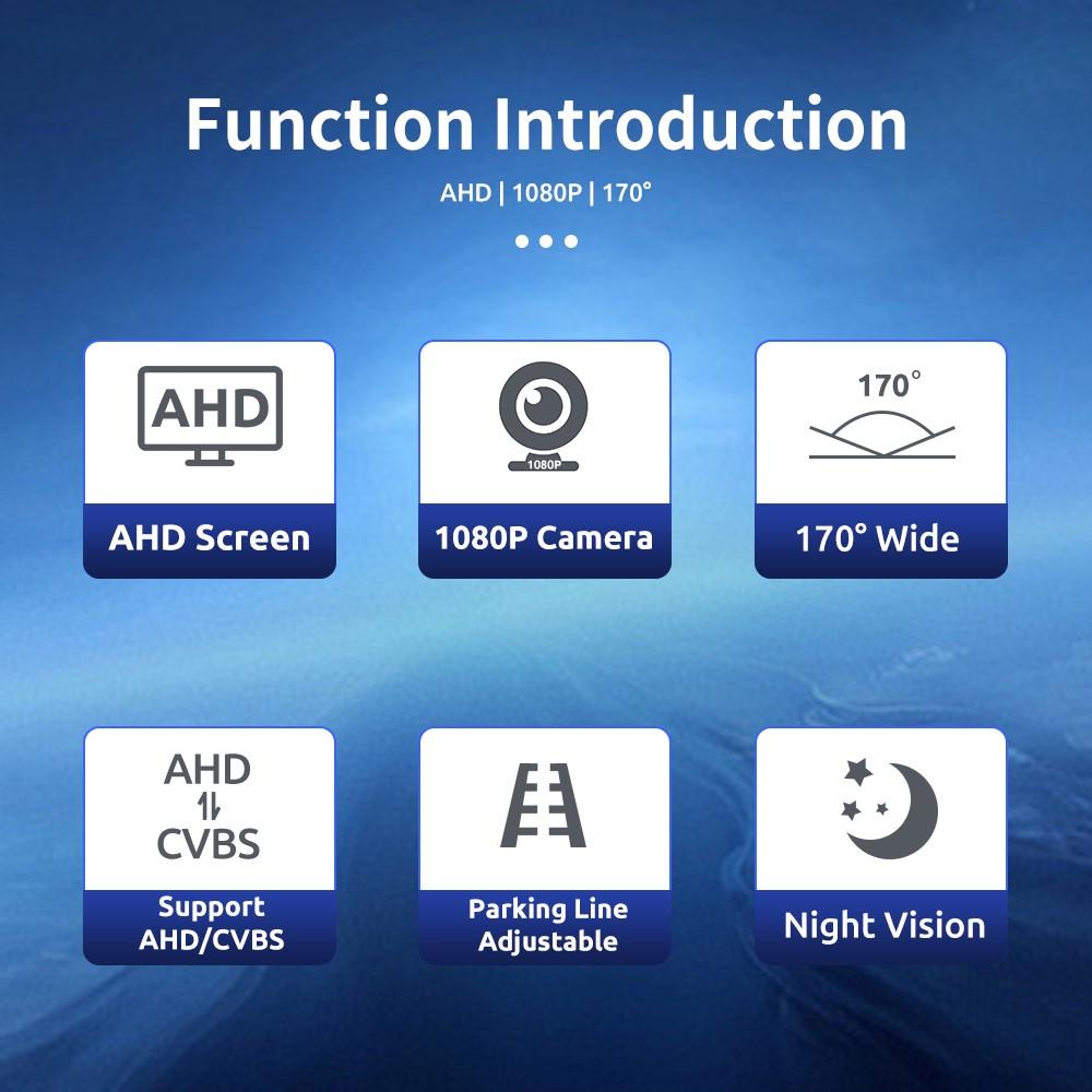 2-in-1 Car Rearview Mirror with 1080P AHD Rear Camera & 7" TFT LCD Display – 170° Wide Angle Backup System, 1024x600 Resolution