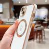 For iPhone 15 Case Compatible with MagSafe Electroplated TPU Phone Cover Hollow Love Hearts
