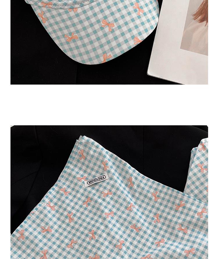 Berretto Bandana a Quadri con Laccetti Incrociati e Visiera - Cappello da Donna per Primavera/Estate Protezione Solare Stile Pastorale