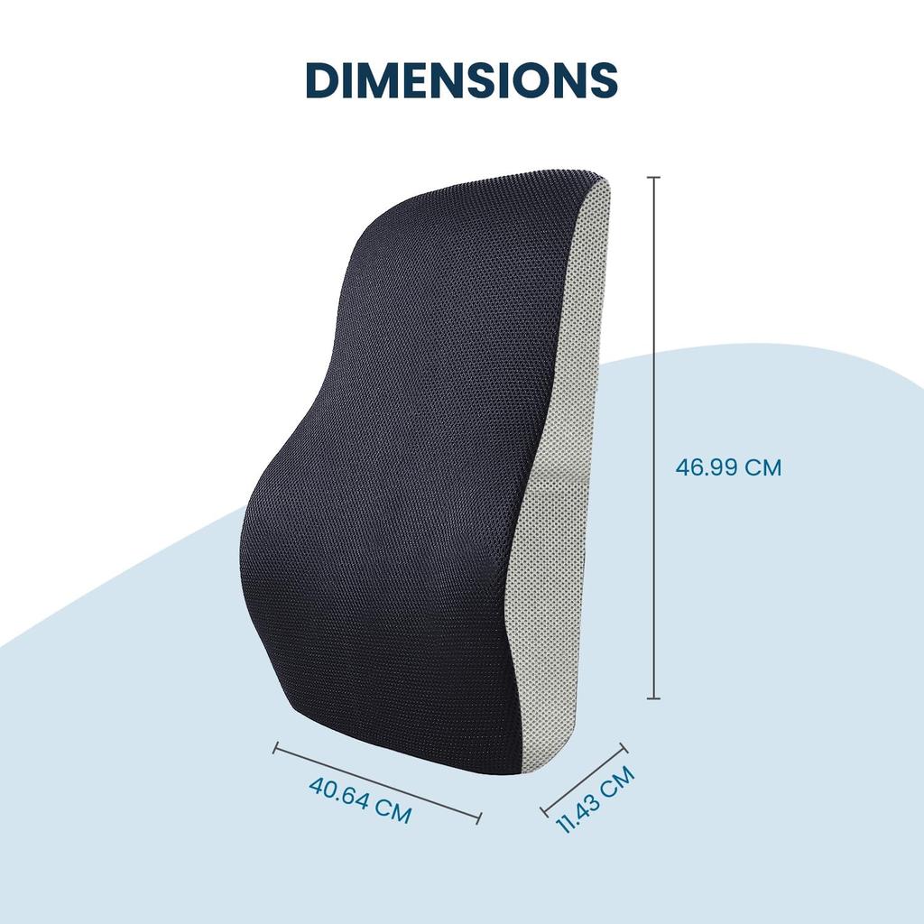 (Supporto Lombare Nero/Grigio (Memory Foam) Cuscino Lombare per Sedia da Ufficio per Mal di Schiena, Sedile per Auto, Schiuma a Memoria