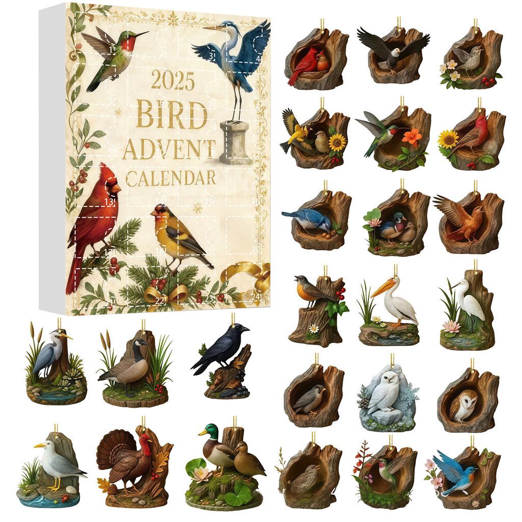 Bird Series Christmas Bling Box With Acrylic Decorations For Festive Tree Decorations Party Favors