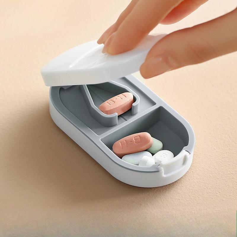 Travel Portable Medicine Storage Box, One-week Tablet Moisture-proof Storage Box, One-minute Two-part Pill Cutter