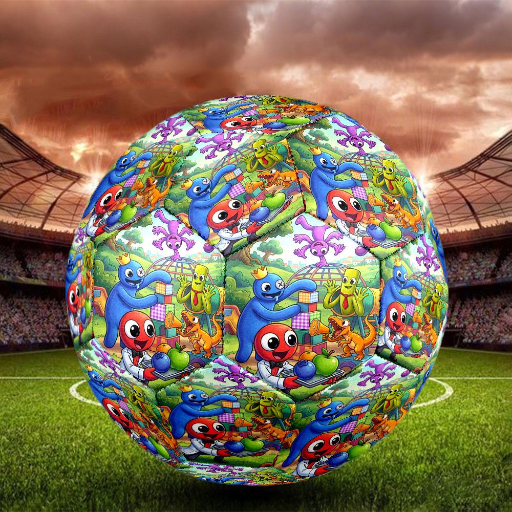Game Rainbow Friends Print Size 5 Soccer Ball, Standard Match Football for Sports Game and Team Practice, Ideal Gift for Soccer Fans