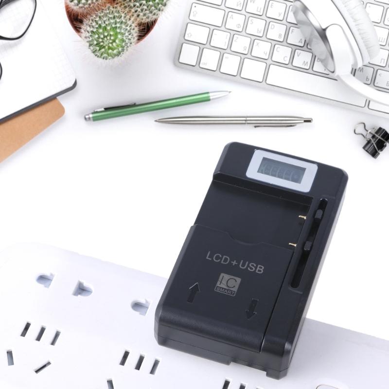 LCD Display Wall Travel Charger Support USB Double Output for Mobile Phone Camera Battery Fast Charging Dock