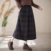 Classic Style Plaid Wool Skirt for Women In Winter High-Waist Drooping To Make Them Look Slim A-line Large Over-knee Mid-length Skirt