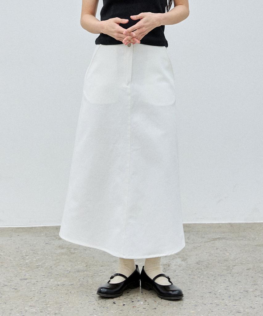ASP W A-Line Long Skirt - White Denim