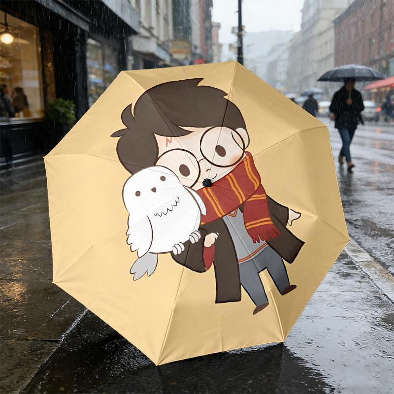 Harry Potter Hedwig 8 Ribs 3Fold Black Glue Uv Protection Umbrella Sun Protection Rainproof Compact Folding Umbrella For Travel Daily Use C9241972