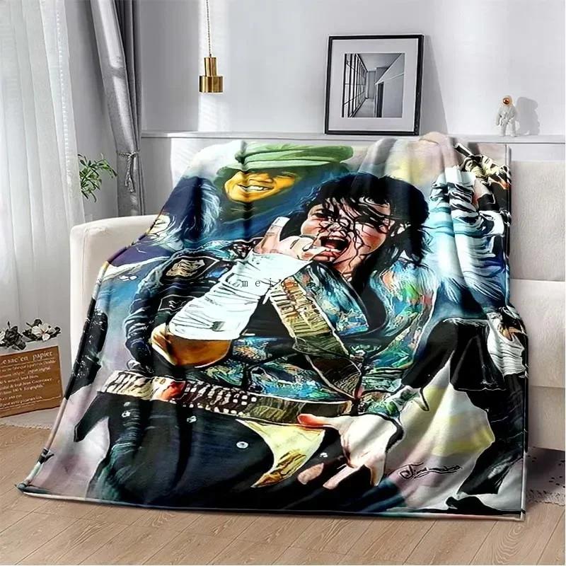 Custom Pop Music Michael J-Jackson Printed Flannel Blanket , Warm Soft Cozy Blanket Flannel Livingroom Home Decor Birthday Gi