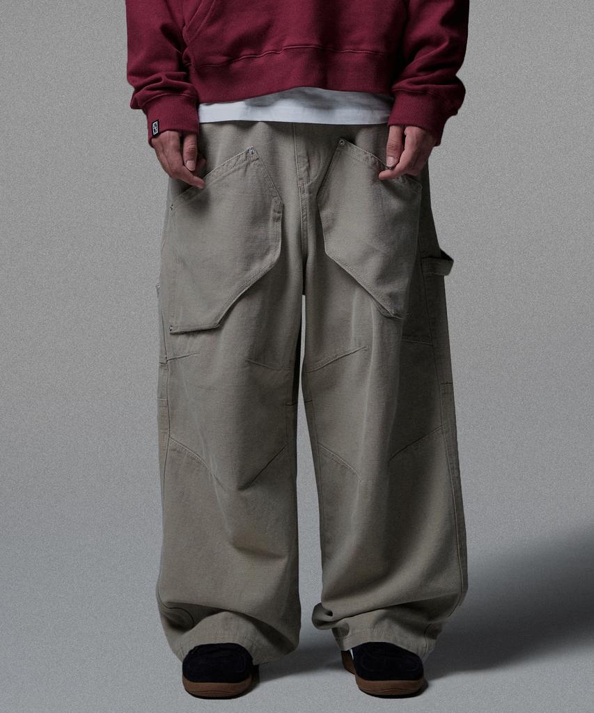 NOT4NERD Oxford Fatigue Baggy Pants - Beige