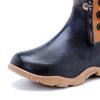 Johnature Genuine Leather Patchwork Printed Long Boots Fashion Versatile Leopard Print Fur Collar Women Shoes