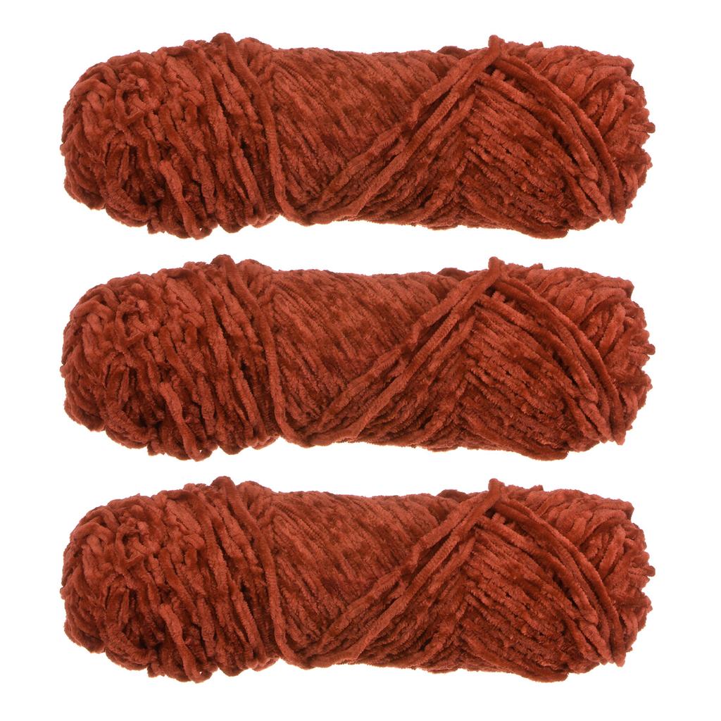 3 Skeins Chenille Yarn Soft Blanket Yarn Polyester Velvet Fancy Fluffy Yarn Knitting for Crochet Weaving Scarf, White
