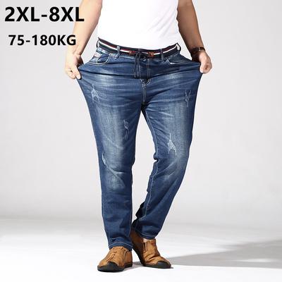 Jeans Men Clothes Trousers Homme Stretch Straight Loose Pants Denim Blue Plus Jean Brand Ripped Pant