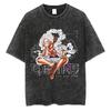 Japanese Anime One Piece Retro Washed Tshirt Men and Women Summer Harajuku YK Clothing Round Neck Short Sleeved Tshirt Unisex