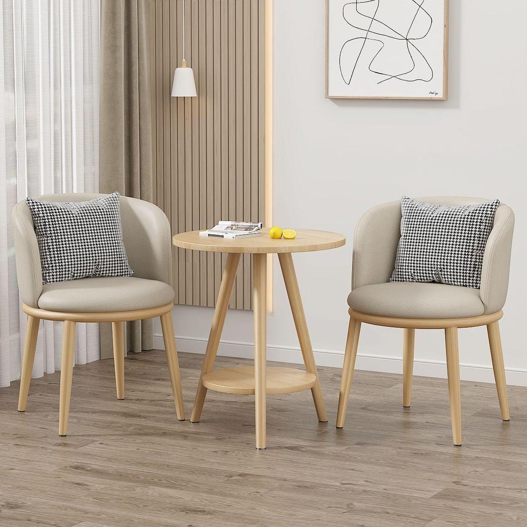 Light Luxury Balcony Tea Table & Chairs Set: Modern 3-Piece for Hotel or Bedroom - Includes One Table & Two Chairs