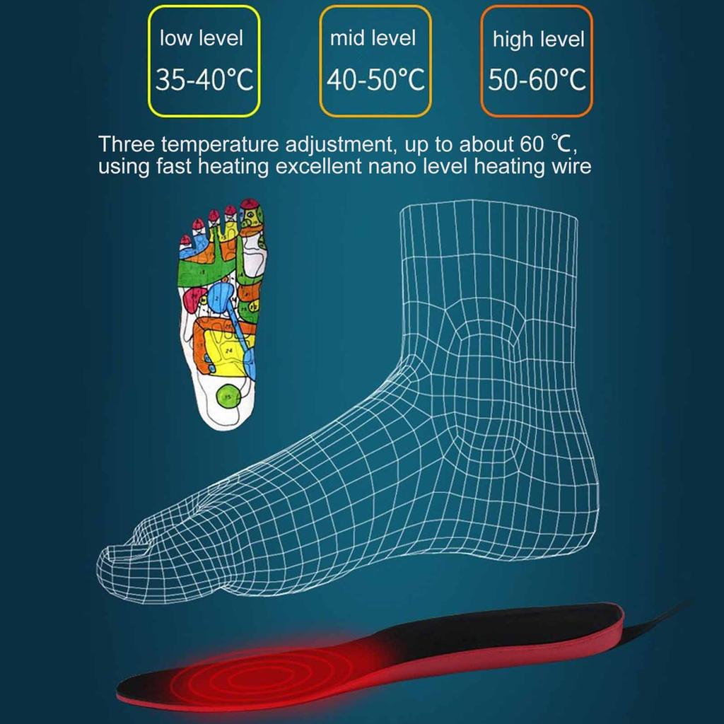 Heated Insoles Cuttable Smart Remote Control USB Rechargeable Electric Heating Insoles for Men Women Outdoor