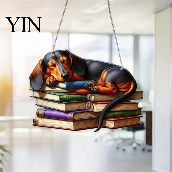 Einzigartiges Geschenk für Freunde Dackel Hängendes Ornament, Acryl Fenster Sonnenfänger, Niedliche Fänger Dekoration Fenster Hund Haus Zimmer Dekor, Veranda
