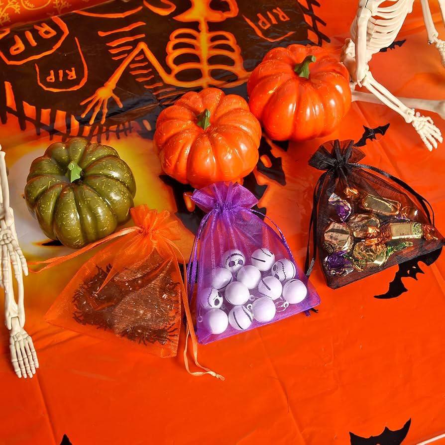 Halloween Pumpkin Candy Gift Bags – Transparent Gauze for Chocolate and Treats