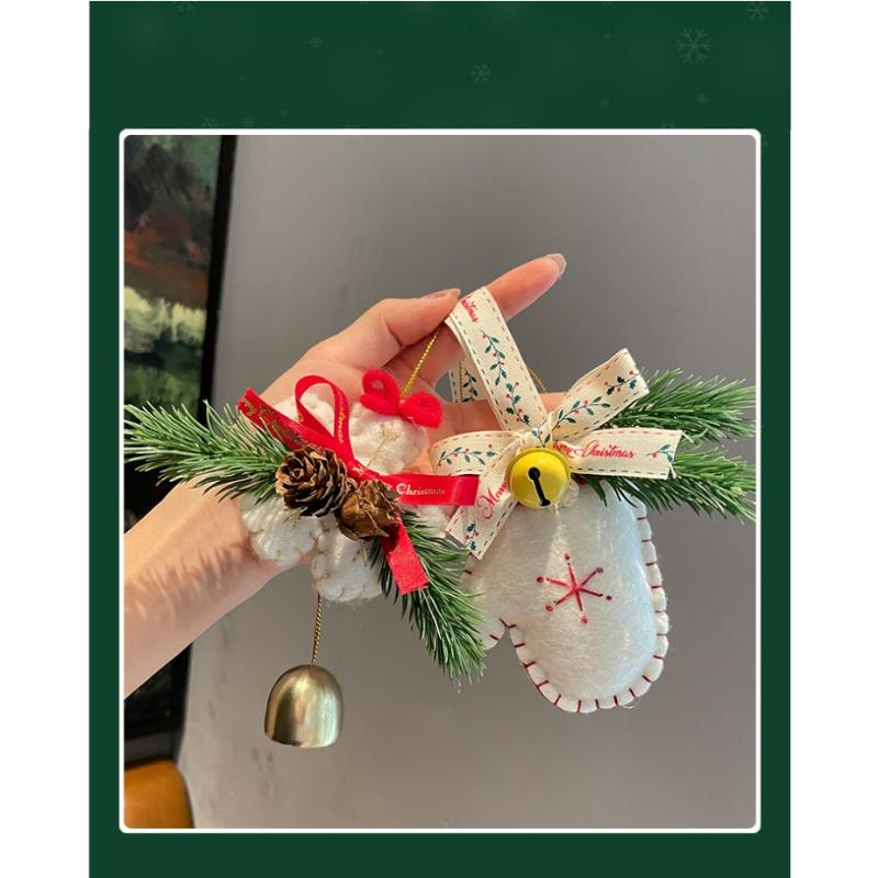 Christmas Atmosphere Pendant Gift Star Plush Bow Christmas Tree Red Pendant Wind Chime Creative Gift