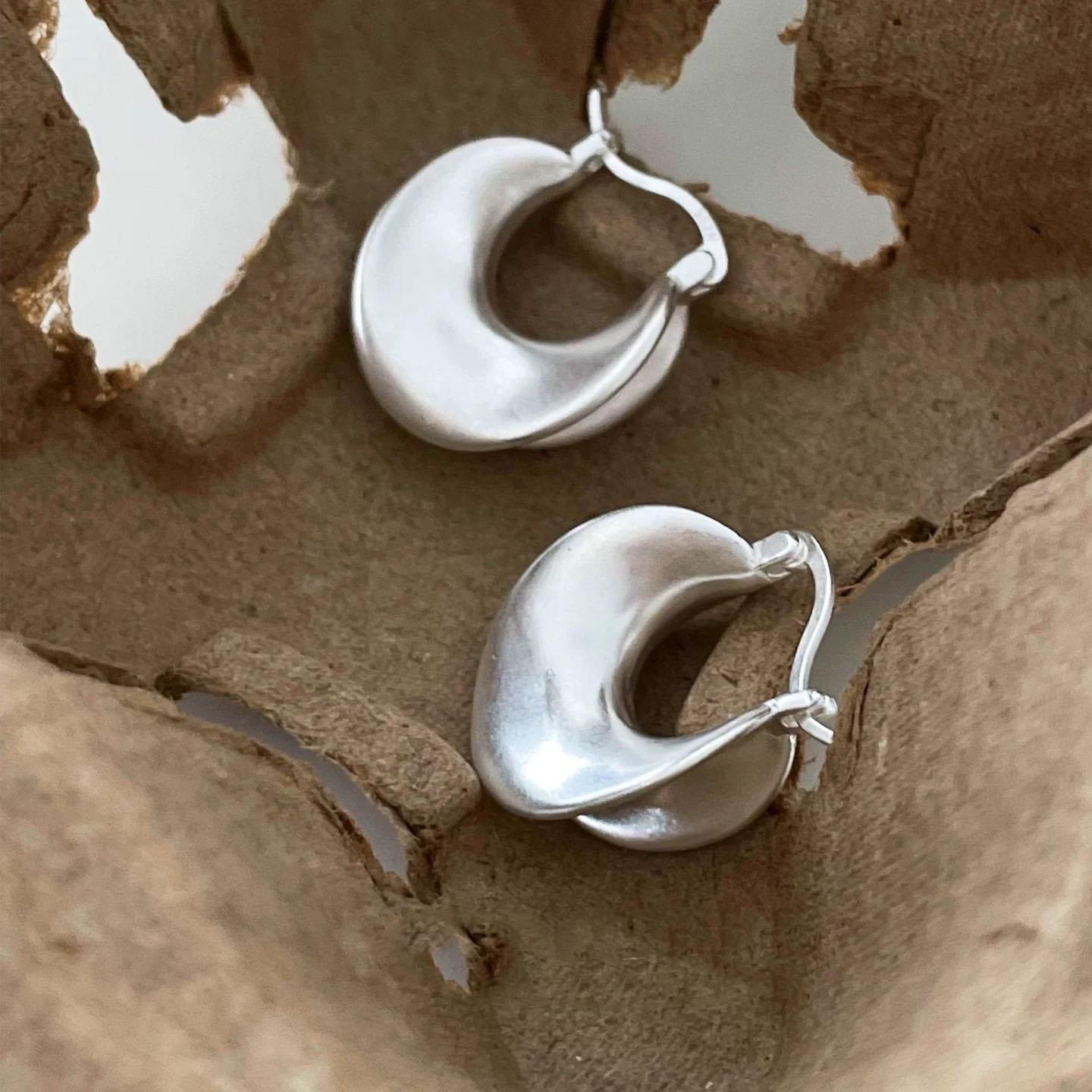 

925 Sterling Silver Vintage Earrings For Women Trendy Simple Shinng Layered Earring Jewelry Prevent Allergy Party Accessories