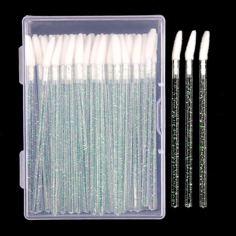 50 Stück Nylon Lippenpinsel Make-up Werkzeuge mit Kristallgriff