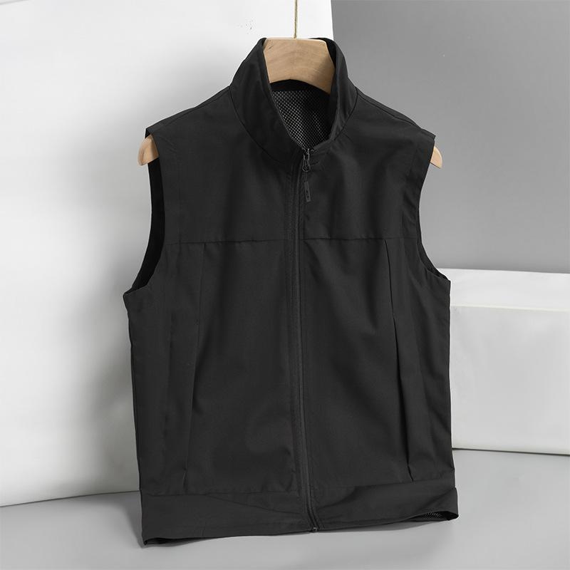 Outdoor Spring and Autumn Multi-pocket Sports Vest Men's Loose Hiking Vest Jacket Cardigan Stand Collar Waistcoat